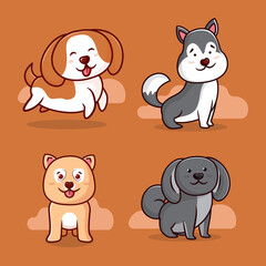 Hand drawn cute dog collection