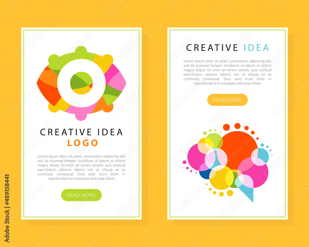 Poster bright creative idea landing page with text sample vector template