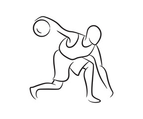 hand drawn basketball player line illustration