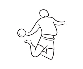handball player sketch line illustration