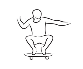 hand drawn skateboarder line illustration