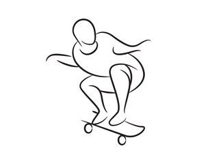 hand drawn skateboarder line illustration