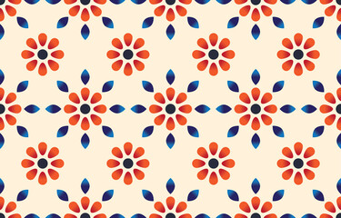 Ikat ethnic abstract floral art. Ikat seamless pattern in tribal, folk embroidery, Mexican style. Aztec geometric art ornament print. Design for carpet, wallpaper, clothing, wrapping, fabric.