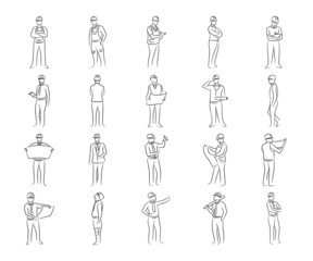 set of hand drawn engineer and architect illustration
