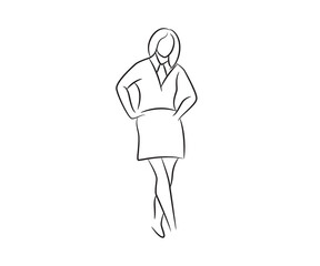 hand drawn businesswoman line illustration