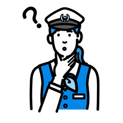 顎に手をあてて考えている運転手の女性
