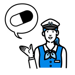 薬の説明をしている運転手の女性
