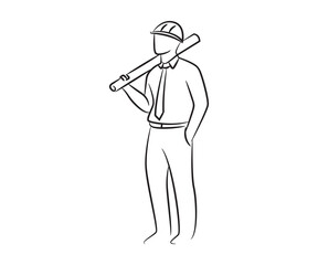 hand drawn architect and engineer illustration