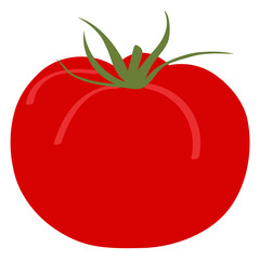 Tomato is a red vegetable for vegetarian food, flat cartoon vector illustration. A simple drawing of a product or packaging logo, vitamin C in food.
