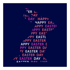 Easter card. A hare consisting of inscriptions.