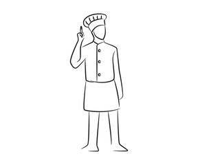 chef character sketch line illustration
