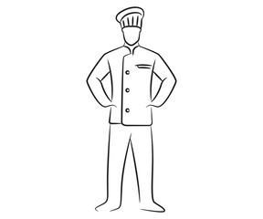 chef character sketch line illustration