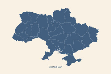 UKRAINE MAP with regions llustration vector