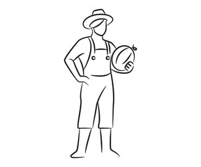 hand drawn and sketch farmer illustration
