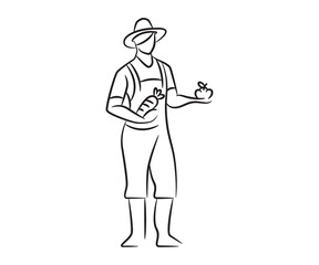 hand drawn and sketch farmer illustration