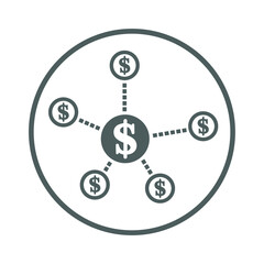 Crowd, funding icon. Gray vector sketch.