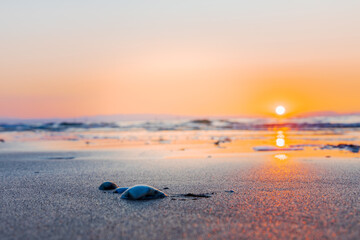 Sunrise in Bibione captured at a lighthouse in Italy. Bibione is a seaside resort in Italy in the...