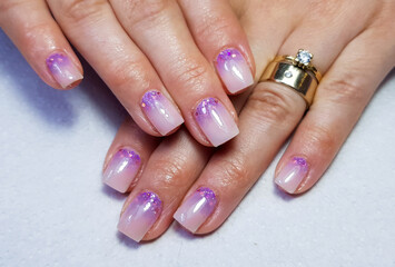 modern painted gel nails in closeup