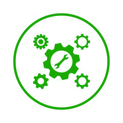 Configuration, gear, settings icon. Green vector design.