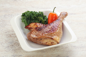 Roasted duck leg with orange sauce