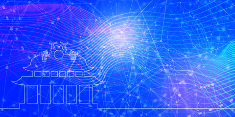 Energy and power icons on the pagoda roof