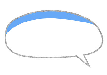 Fototapeta premium 手描きの銀色の丸い吹き出し 青の影