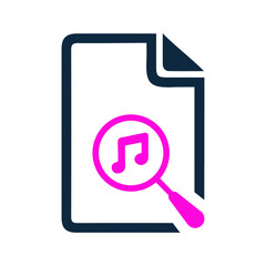File, music, search icon. Simple vector sketch.