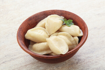 Russian traditional Vareniki - dumplings with potato