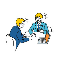 会議をするビジネスマン二人組　上半身