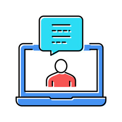 video call laptop app color icon vector illustration