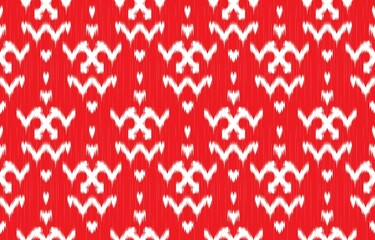 paBeautiful ikat ethnic pattern. The seamless red pattern in tribal, folk embroidery, and Mexican style. Aztec geometric art ornament print. Design for carpet, wallpaper, clothing, wrapping, fabric.