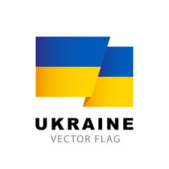Colorful Ukrainian flag logo. Ukrainian flag. Vector illustration isolated on white background.