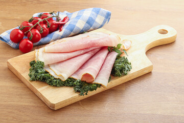 Pork ham snack over board