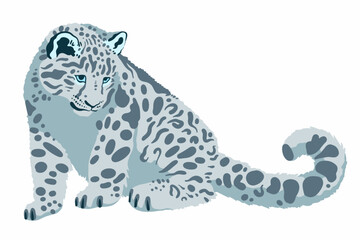 Snow leopard kitten vector illustration