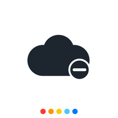 Cloud icon and Minus sign for Manage data storage on cloud.