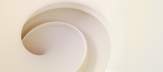 Abstract wide beige swirl background with mock up place. Design and creativity concept. 3D Rendering.