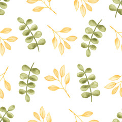 Watercolor leaf seamless pattern