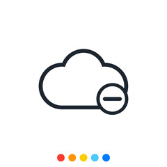 Cloud icon and Minus sign for Manage data storage on cloud.