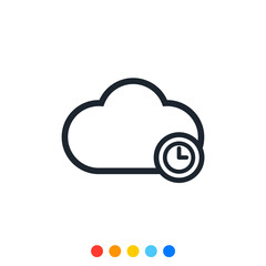 Cloud icon and waiting clock for Manage data storage on the cloud.