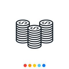 Stack of coins Icon, Financial and banking icon.