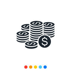 Stack of coins Icon, Financial and banking icon.