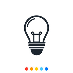 Simple light bulb icon, Creative icon, Vector and Illustration.