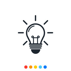 Simple light bulb icon,Creative icon,Vector and Illustration.