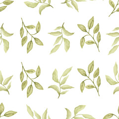 Watercolor leaf seamless pattern