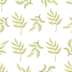 Watercolor leaf seamless pattern