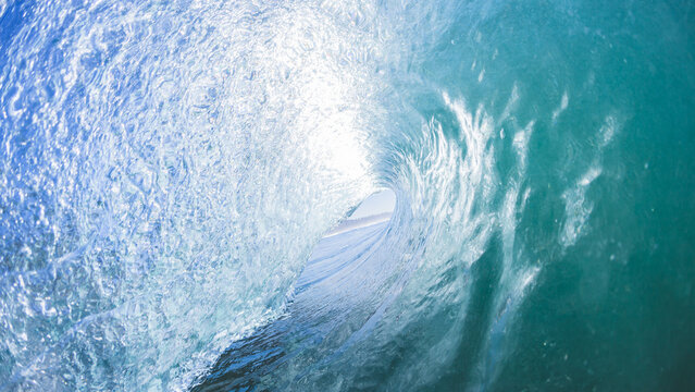 Ocean Wave Swimming Close-Up Crashing Hollow Tube Natures Power.