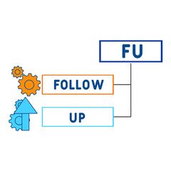 FU - Follow-Up acronym. business concept background.  vector illustration concept with keywords and icons. lettering illustration with icons for web banner, flyer, landing pag