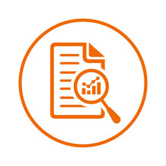 Marketing, analysis, report icon. Orange vector design.