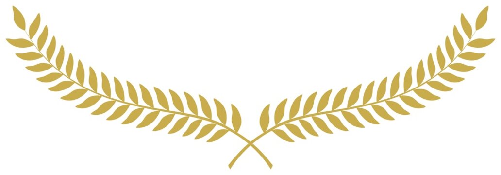 Lorbeerkranz Vektor in gold auf einem wei&szlig;en isolierten Hintergrund.