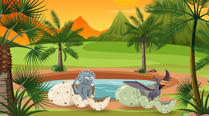 Dinosaur in prehistoric forest scene © blueringmedia